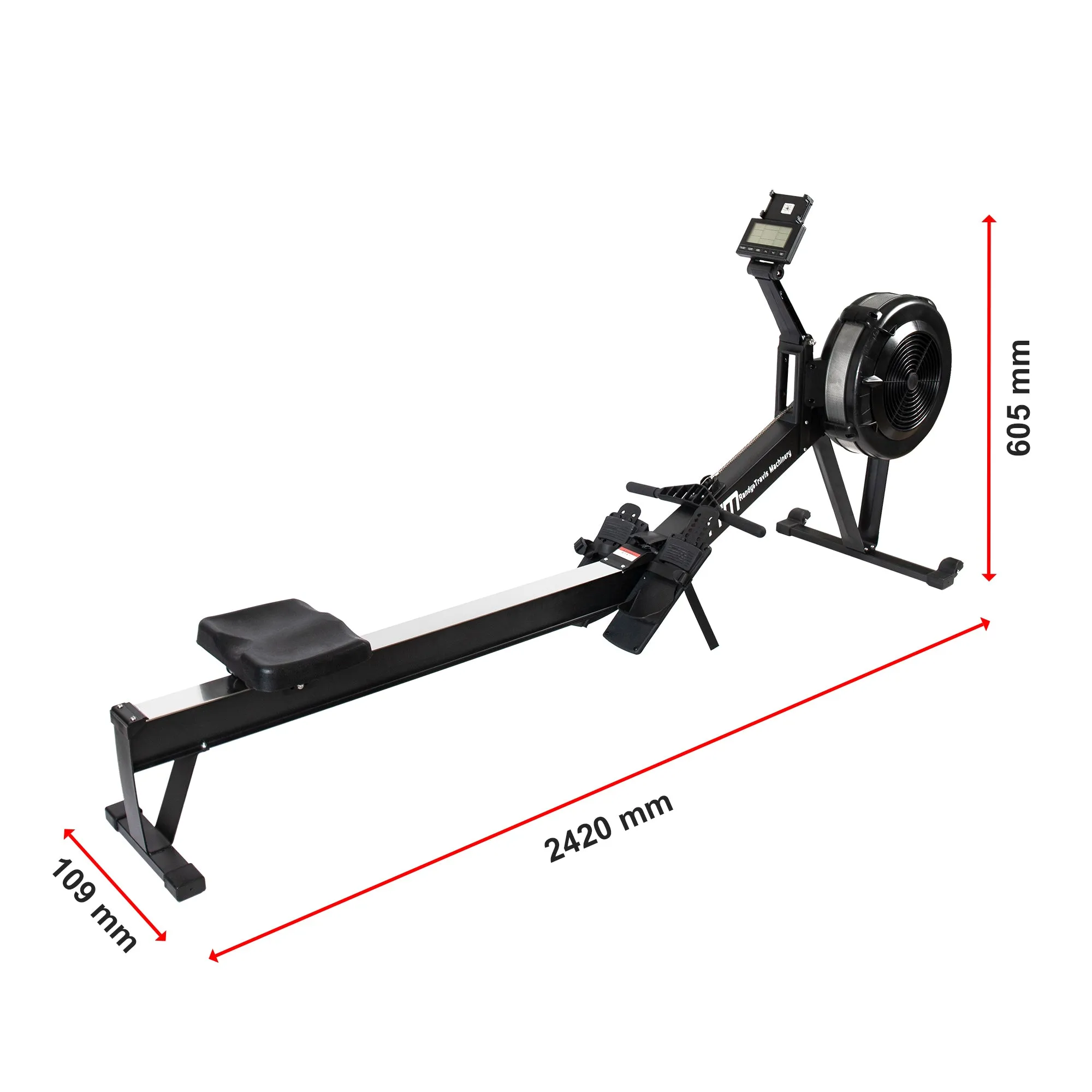 10-Level Air Rowing Machine w/ LCD & Phone Holder