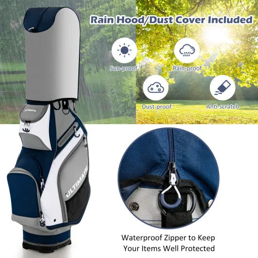 10.5 Inch Golf Stand Bag with 14 Way Full-Length Dividers and 7 Zippered Pockets-Navy