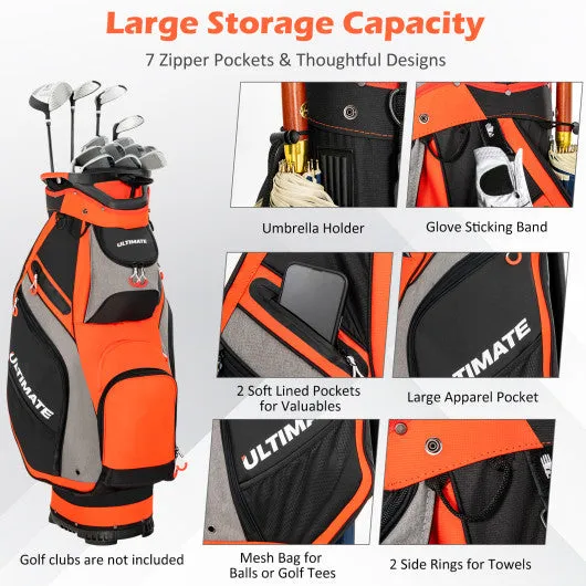 10.5 Inch Golf Stand Bag with 14 Way Full-Length Dividers and 7 Zippered Pockets-Red