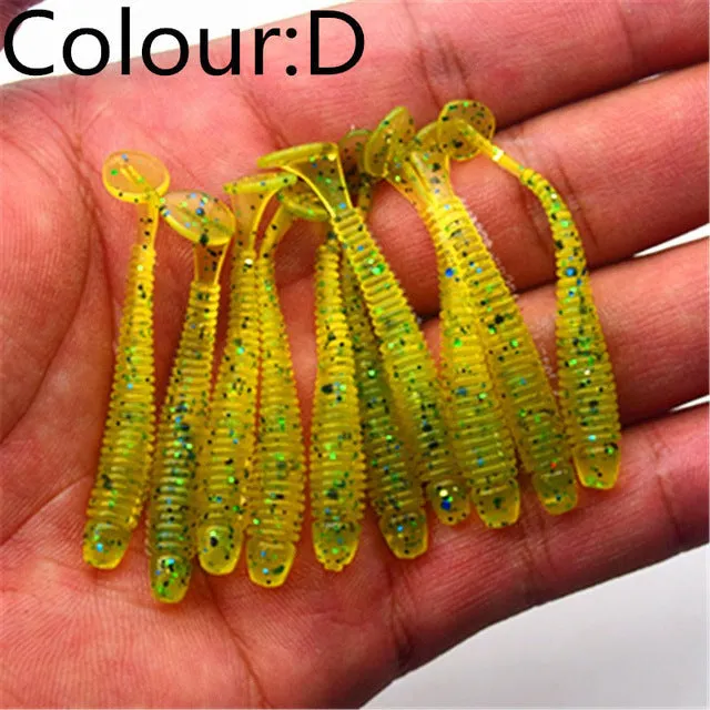 10Pcs/lot 0.7g 5cm Worm Soft Lures Fishing Pesca Fish Peche Wobblers Tackle Leurre Souple Isca Artificial Soft Baits Carp