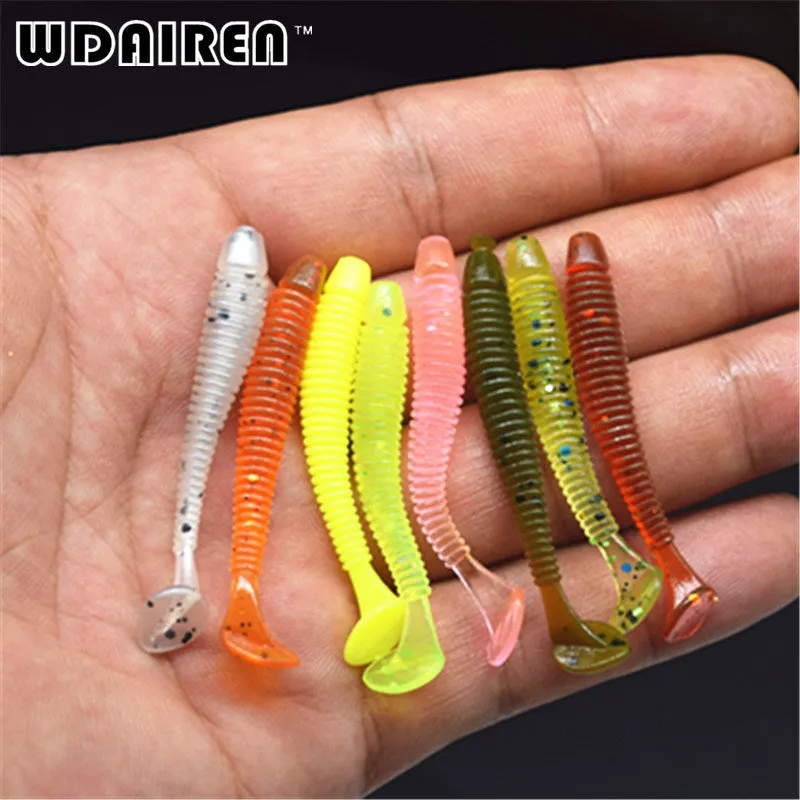 10Pcs/lot 0.7g 5cm Worm Soft Lures Fishing Pesca Fish Peche Wobblers Tackle Leurre Souple Isca Artificial Soft Baits Carp