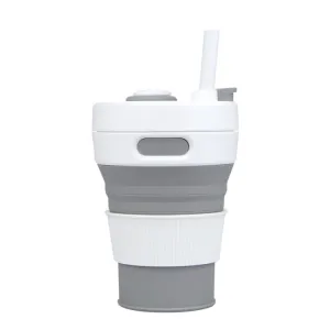 350ML Folding Portable Silicone Telescopic Drinking Coffee Cup Multi-function Silica Cup Travel(Gray)