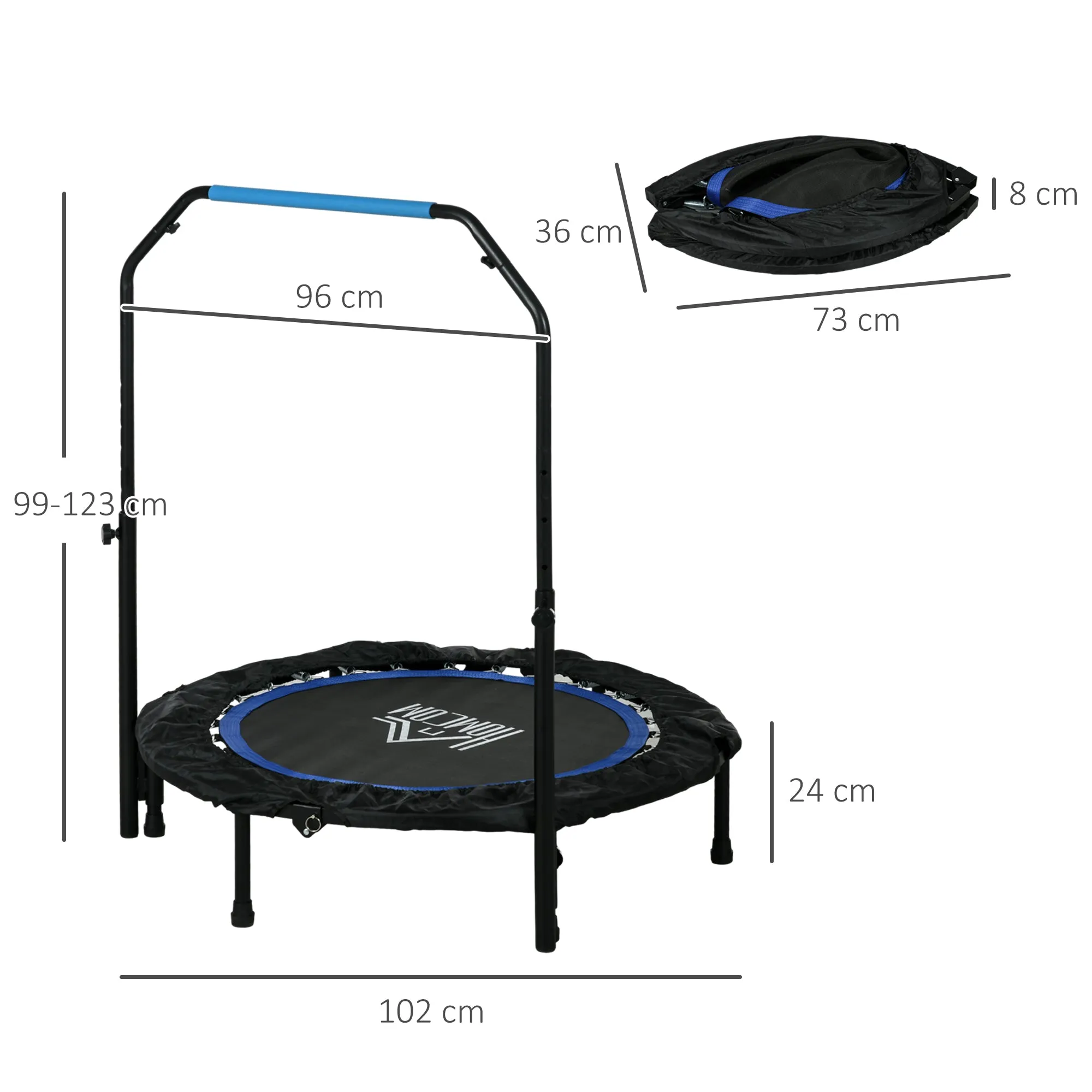 40" Foldable Mini Fitness Trampoline w/ Foam Handle, Blue