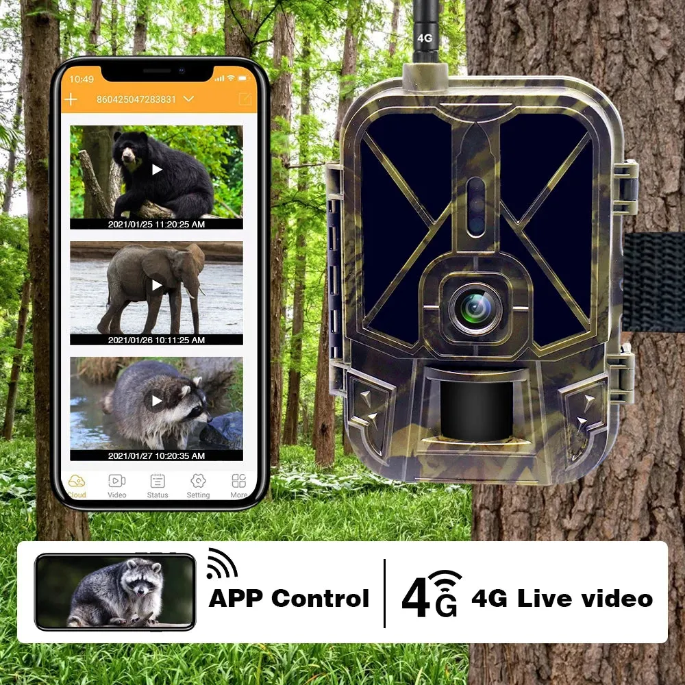 4K Live Stream Trail Camera 4G  30MP APP Clould Service Hunting Cameras 10000Mah Li-Battery Night Vision Photo Traps HC940PROLI