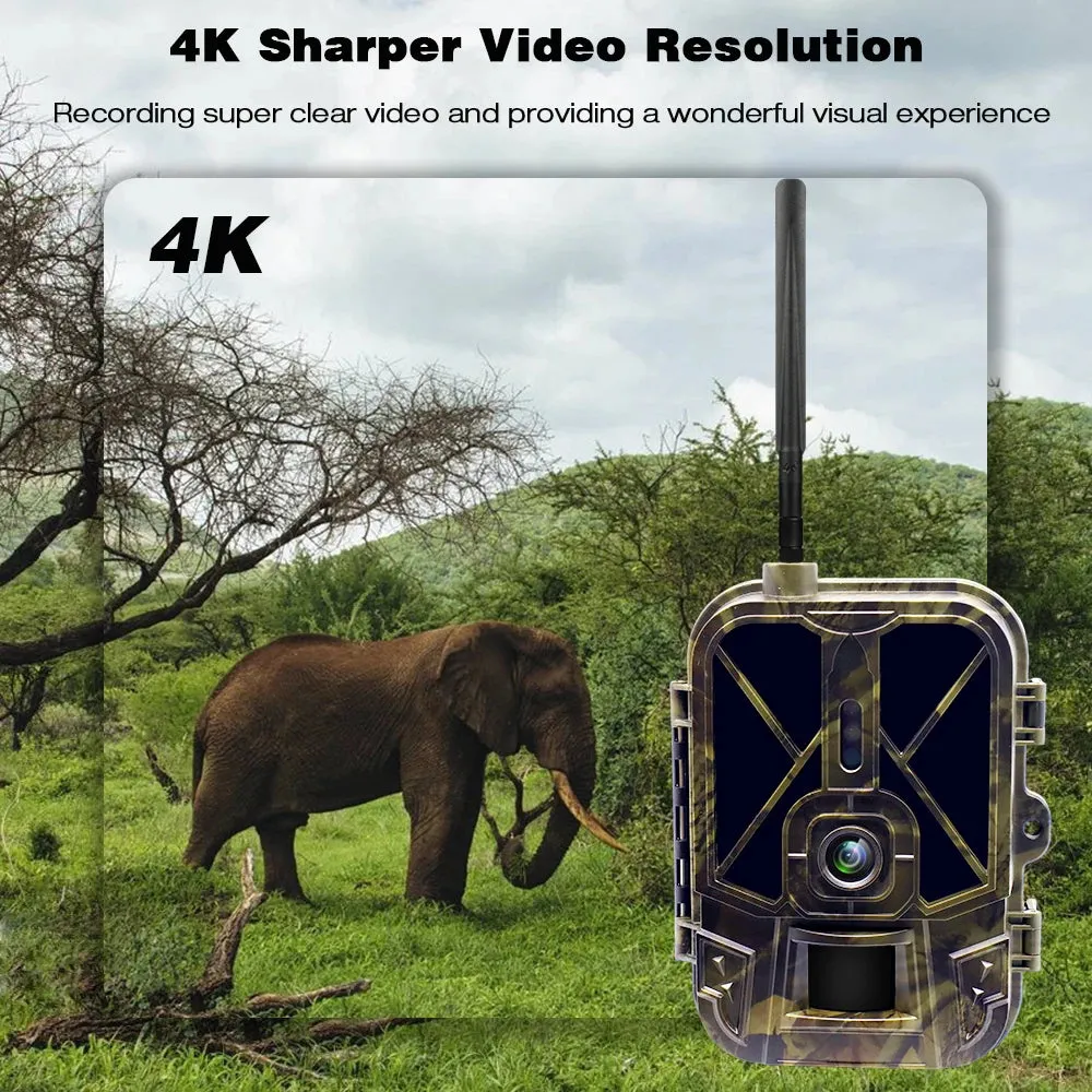 4K Live Stream Trail Camera 4G  30MP APP Clould Service Hunting Cameras 10000Mah Li-Battery Night Vision Photo Traps HC940PROLI