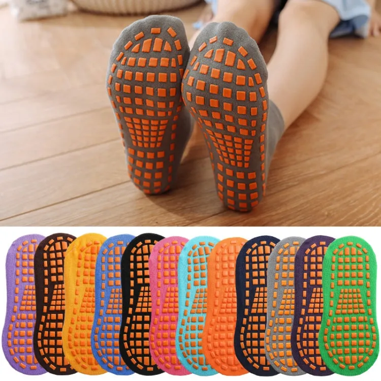 4pairs Trampoline Socks Dotted Rubber Non-slip Floor Socks Yoga Socks, Size: Adult 35-43 Yards(Orange Red)