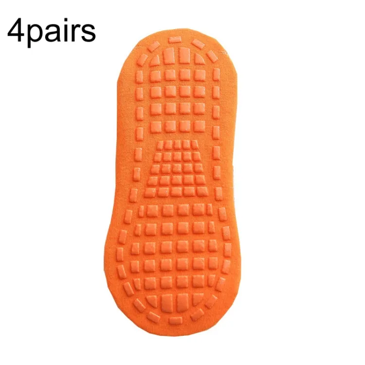 4pairs Trampoline Socks Dotted Rubber Non-slip Floor Socks Yoga Socks, Size: Adult 35-43 Yards(Orange Red)