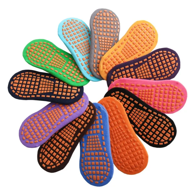 4pairs Trampoline Socks Dotted Rubber Non-slip Floor Socks Yoga Socks, Size: Adult 35-43 Yards(Orange Red)