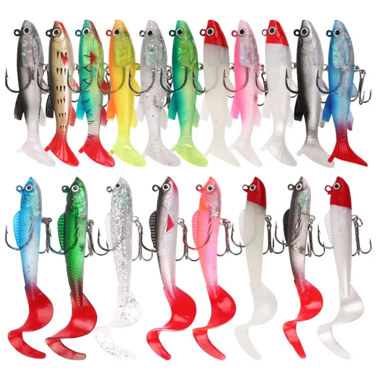 5pcs Roadrunner Soft Lures Leadheads Luminous Lures(Black T tail)