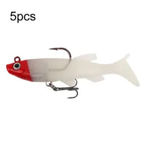 5pcs Roadrunner Soft Lures Leadheads Luminous Lures(Red Luminous Reel Tail)