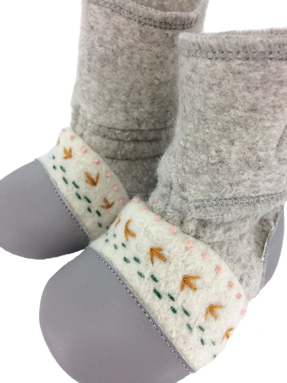 Alpine Embroidered Felted Wool Booties