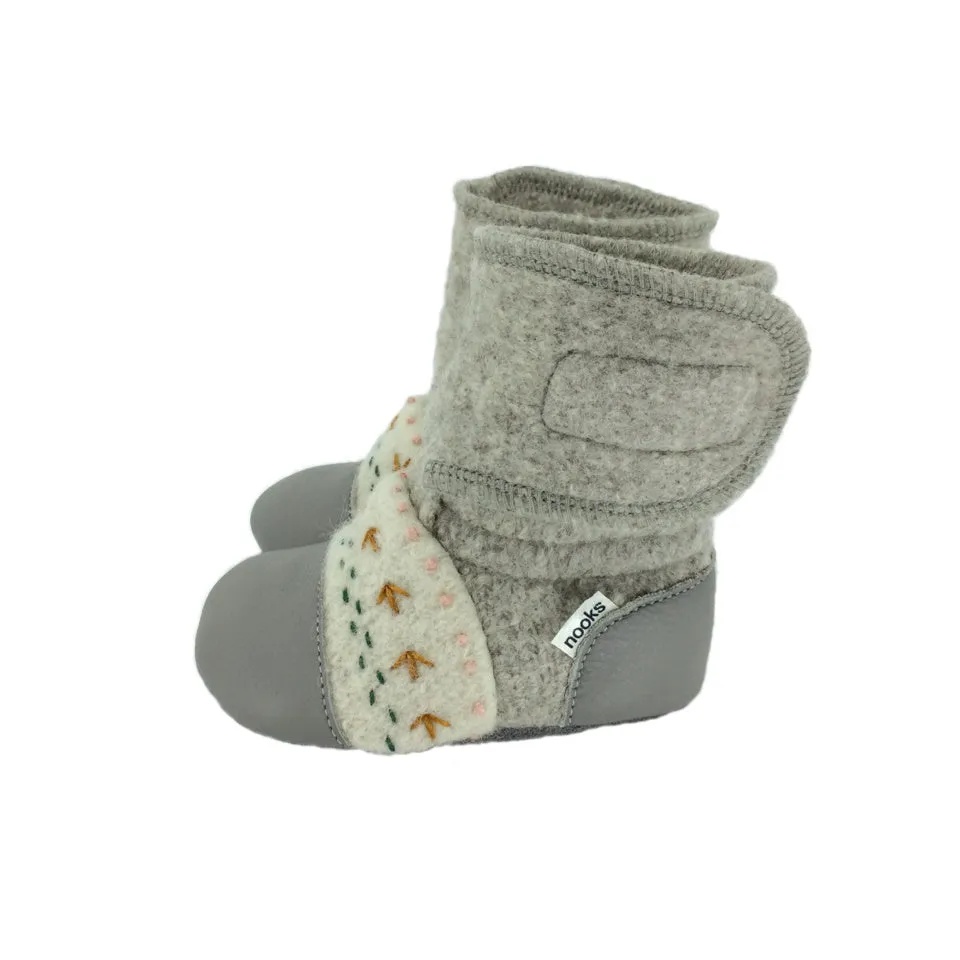 Alpine Embroidered Felted Wool Booties