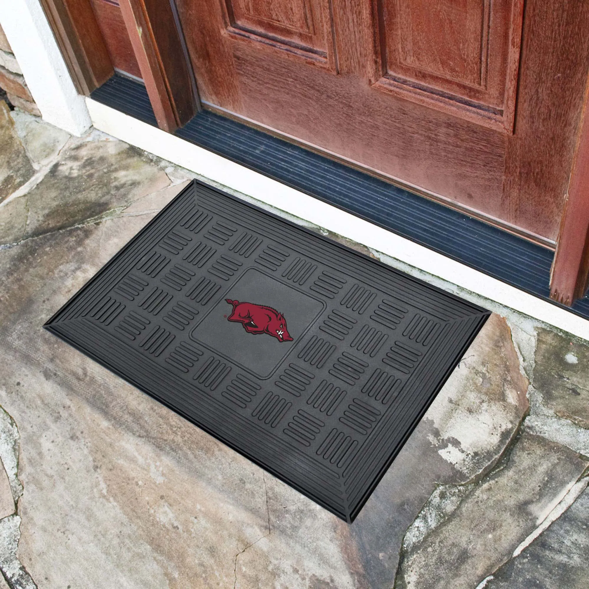 Arkansas Razorbacks Heavy Duty Vinyl Medallion Door Mat - 19.5in. x 31in.