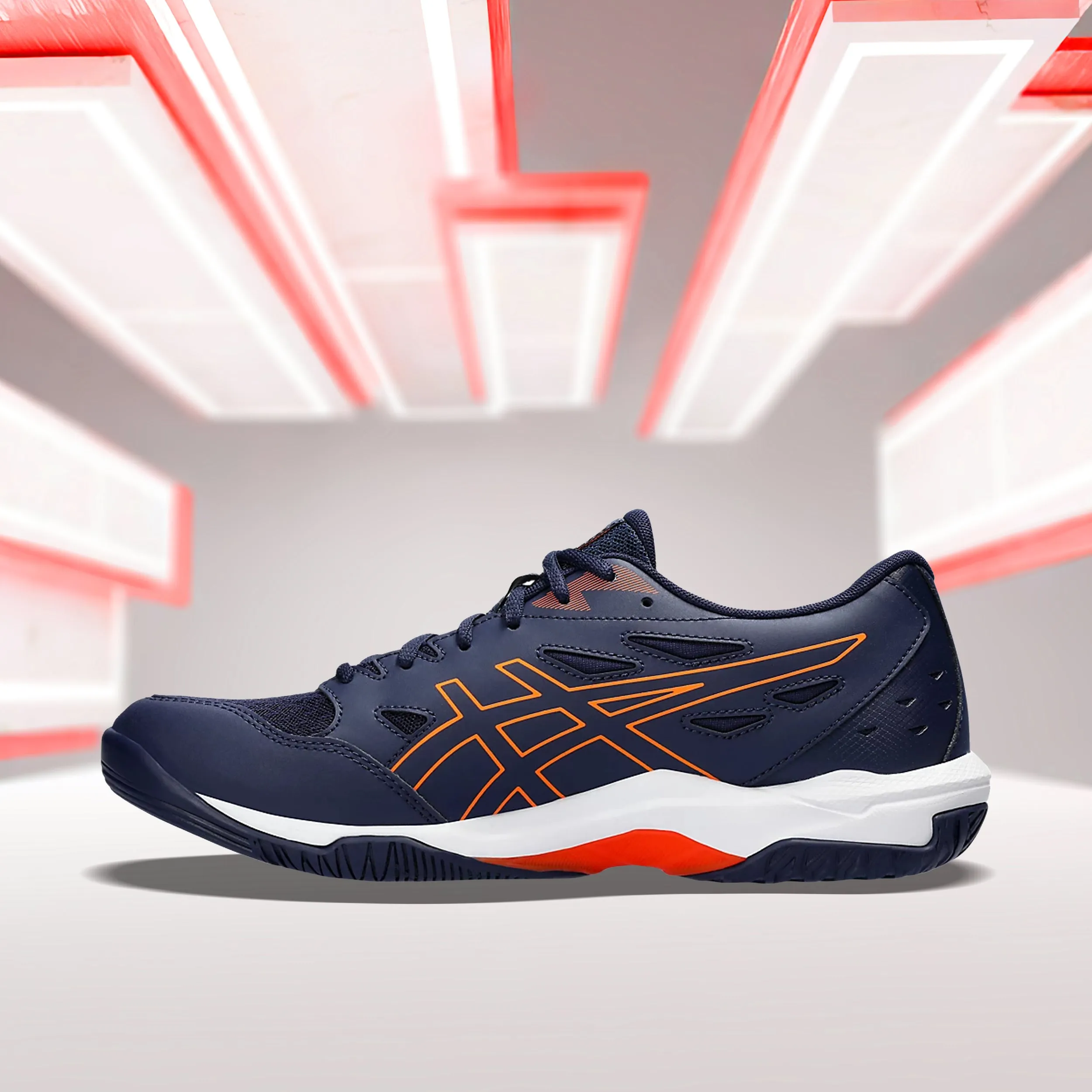 Asics Gel Rocket 11 Badminton Shoes (Peacoat/ Shocking Orange)