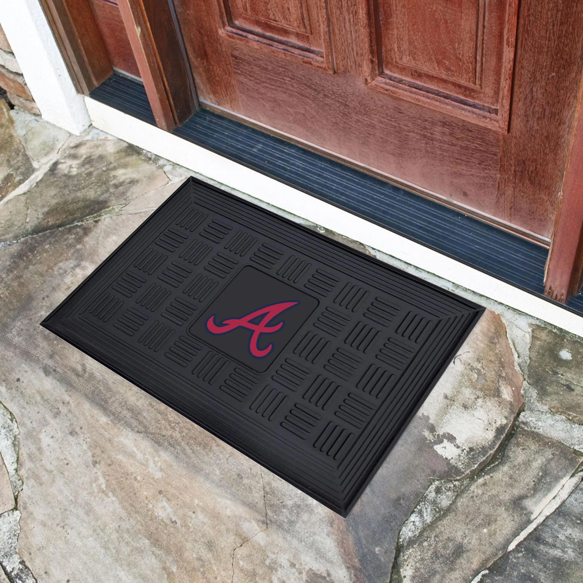 Atlanta Braves Heavy Duty Vinyl Medallion Door Mat - 19.5in. x 31in.