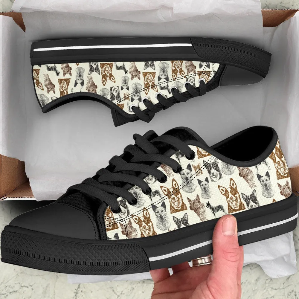 Australian Cattle Dog Low Top Shoes - Low Top Sneaker - Sneaker For Dog Walking, Cat Canvas Shoes