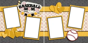 Baseball Mom Yellow - Digital Scrapbook Pages - INSTANT DOWNLOAD