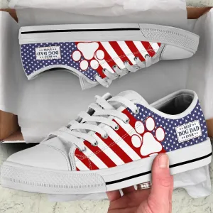 Best Dog Dad Ever Usa Flag Low Top Shoes - Best Gift For Dog Mom, Dog Printed Shoes, Canvas Shoes For Men, Women