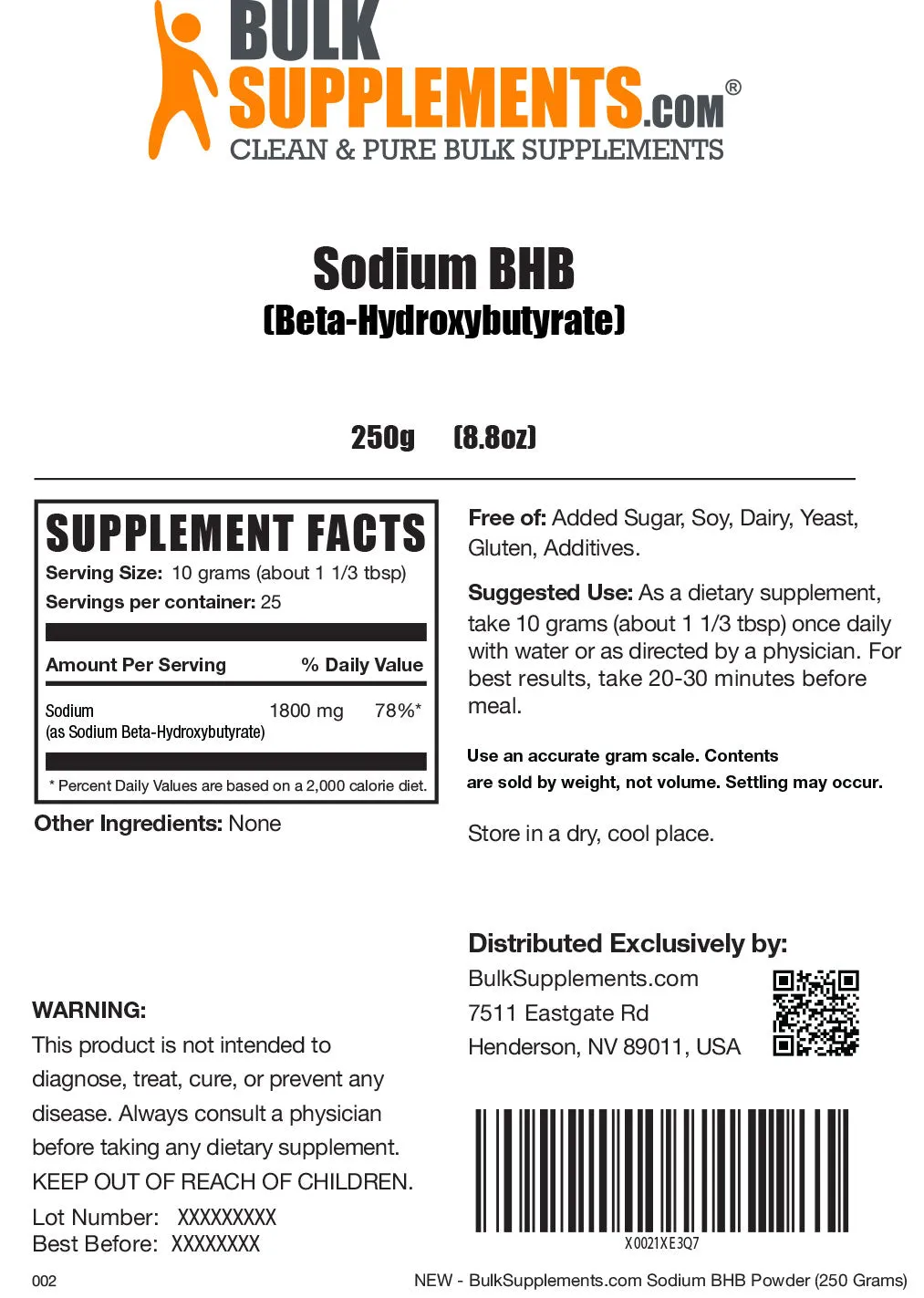 BHB Beta-hydroxybutyrate (Sodium) Powder