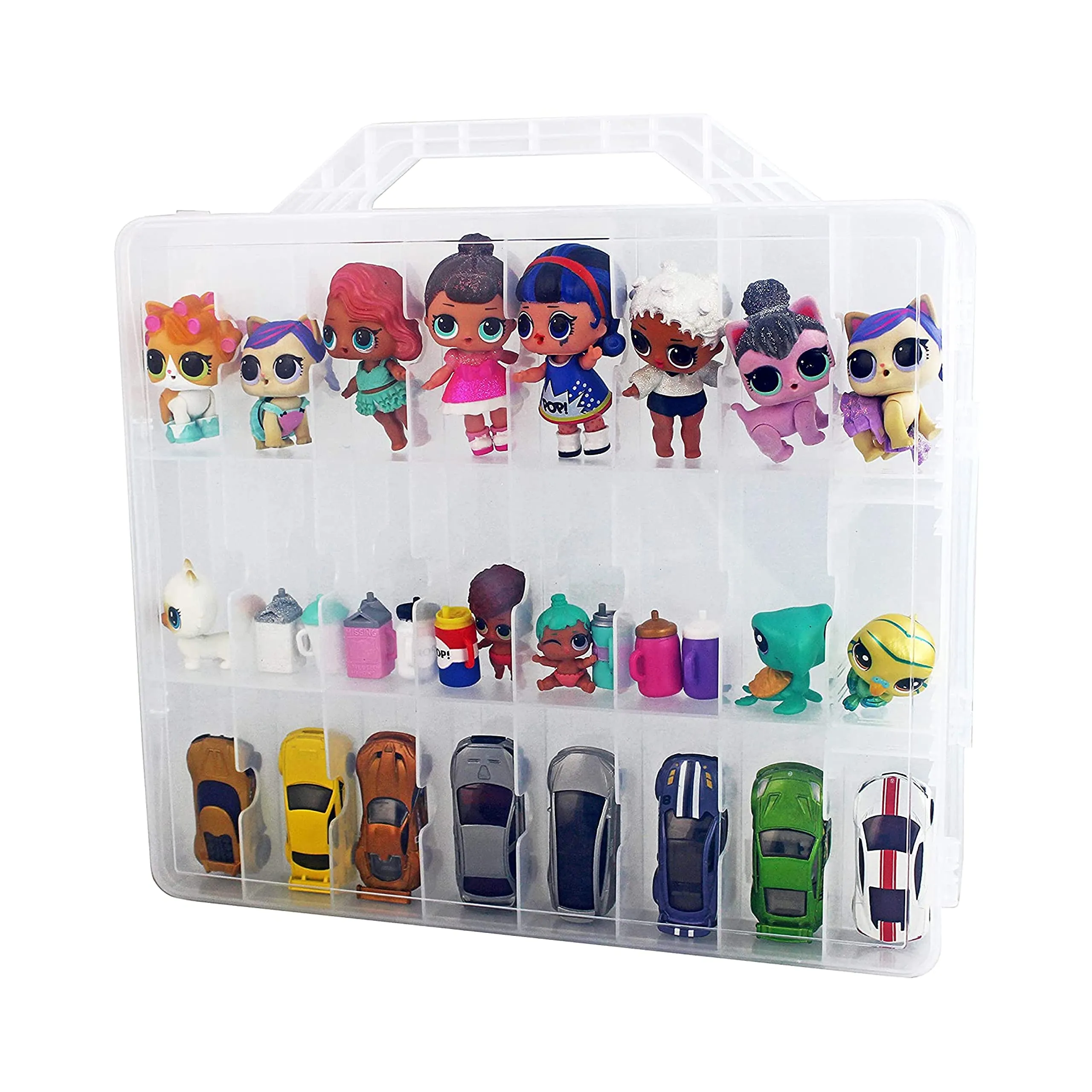 Bins & Things Toys Organizer Storage Case With 48 Compartments Compatible With Lol