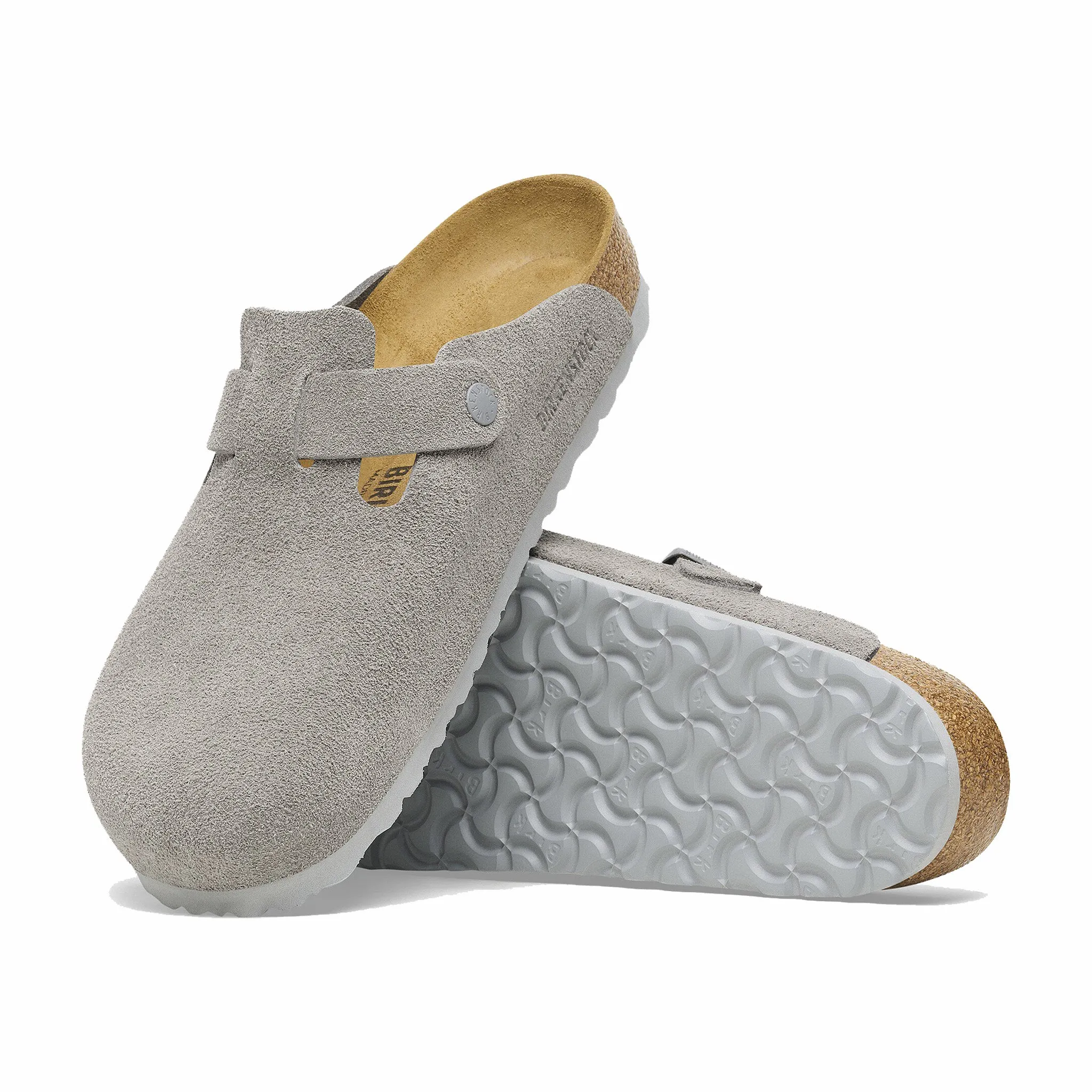 Birkenstock Women's Boston Suede Leather - Narrow (Stone Coin)