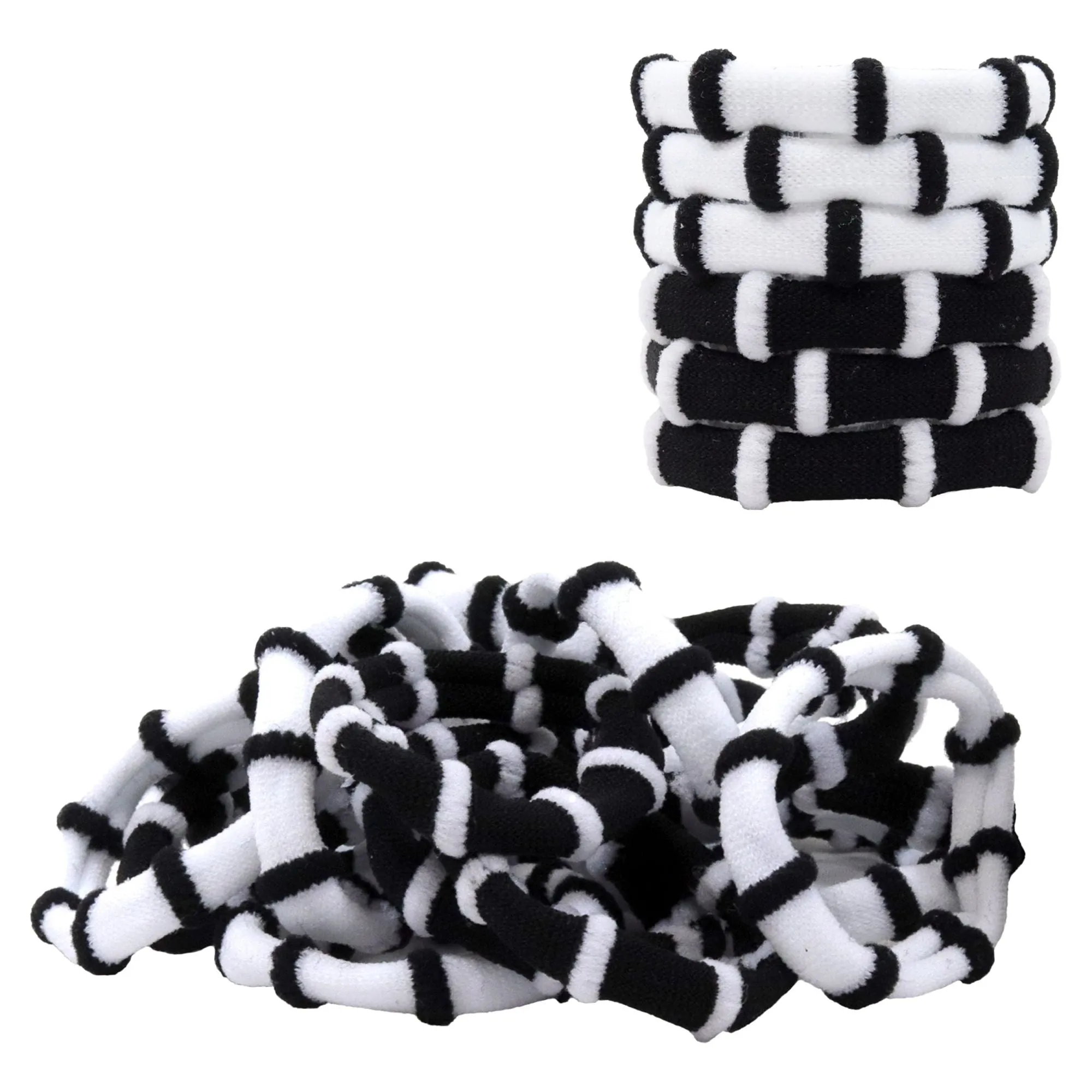 Black and White Seamless Hair Elastics - 100 Pack