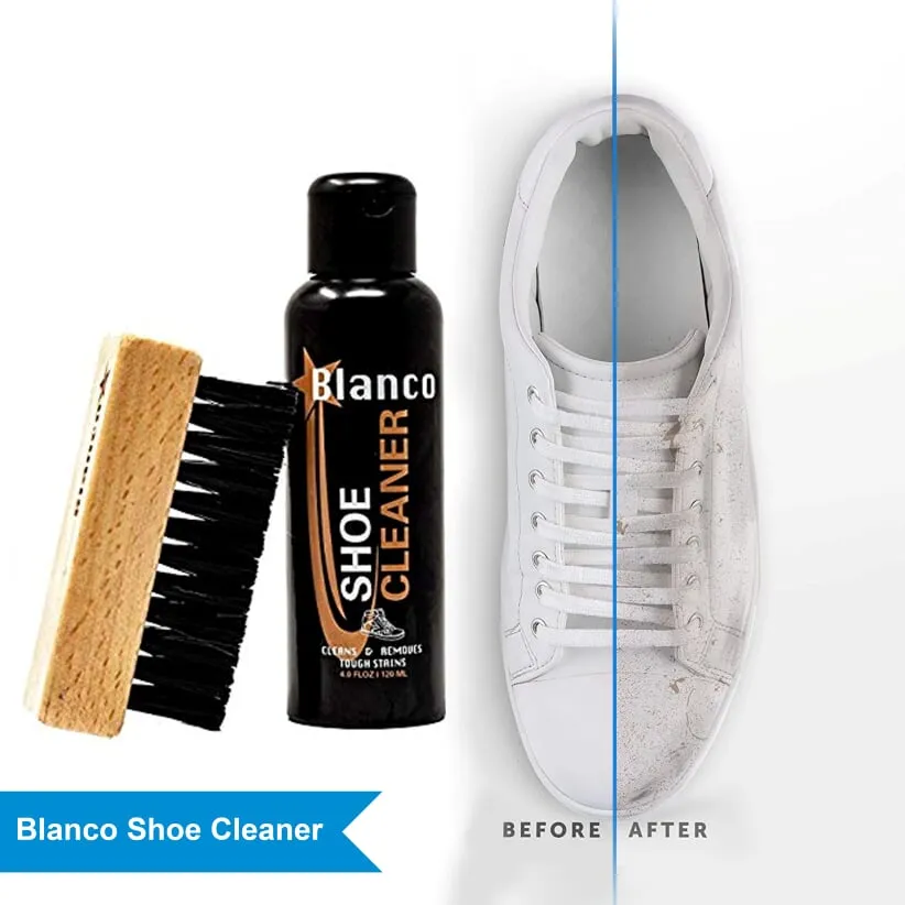 Blanco White Shoe Cleaner Kit with Brush for all Shoes, Leather, Whites, Nubuck Sneakers Kit with Powerful Foaming Detergent