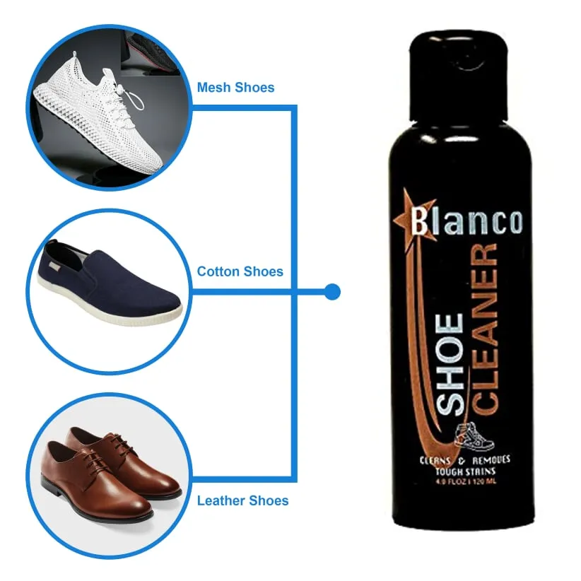 Blanco White Shoe Cleaner Kit with Brush for all Shoes, Leather, Whites, Nubuck Sneakers Kit with Powerful Foaming Detergent