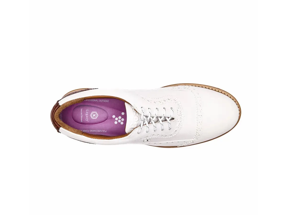 Boxto Golf Men's Legacy Hope Spikeless Golf Shoes - White/Honey