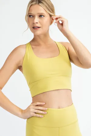 Butter Soft Strappy Bralette Sports Bra in Yellow Pear