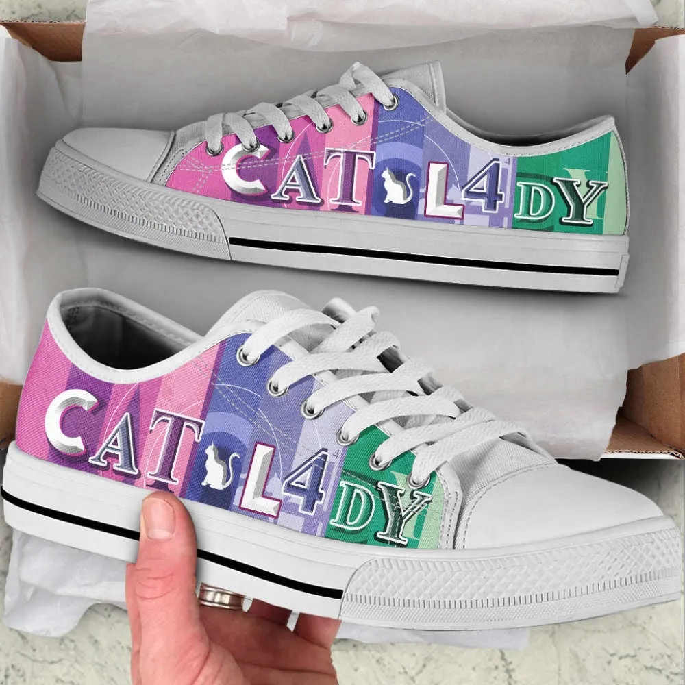 Cat Lady Lover Shoes Colorful Low Top Shoes Canvas Shoes Print Lowtop, Cat Canvas Shoes