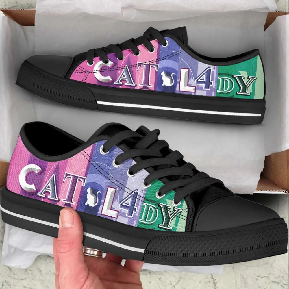 Cat Lady Lover Shoes Colorful Low Top Shoes Canvas Shoes Print Lowtop, Cat Canvas Shoes