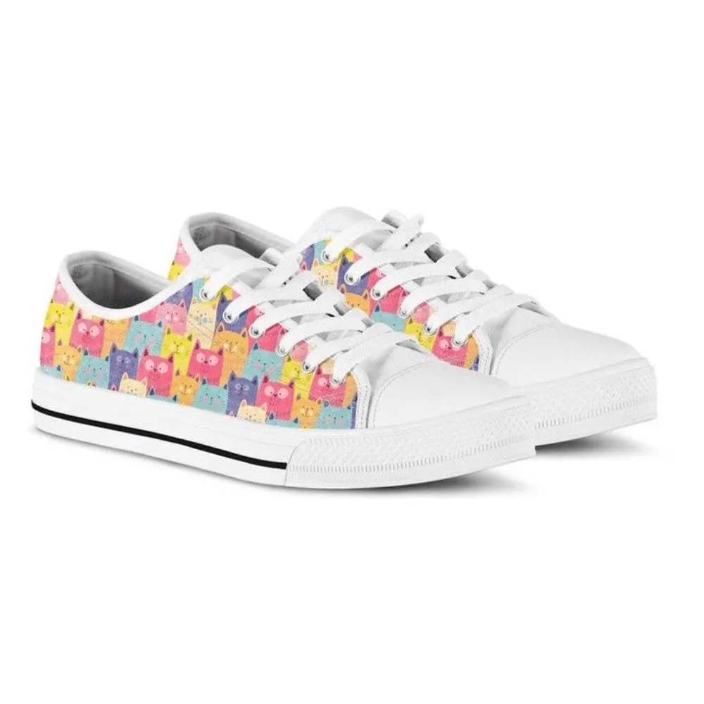 Cat Lover Low Top Shoes - Cute Cat Canvas Shoes, Cat Canvas Shoes