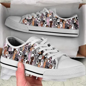 Cat Paw Print Shoes Draw Colors Low Top Shoes Canvas Shoes Print Lowtop, Cat Canvas Shoes