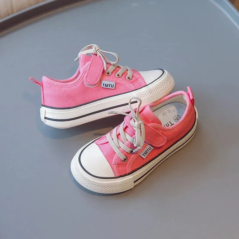 Children's Canvas Shoes Spring Autumn Thin Section Pink Girls Middle and Large Kids Casual Cloth Shoes Boys Soft Kids Sneakers