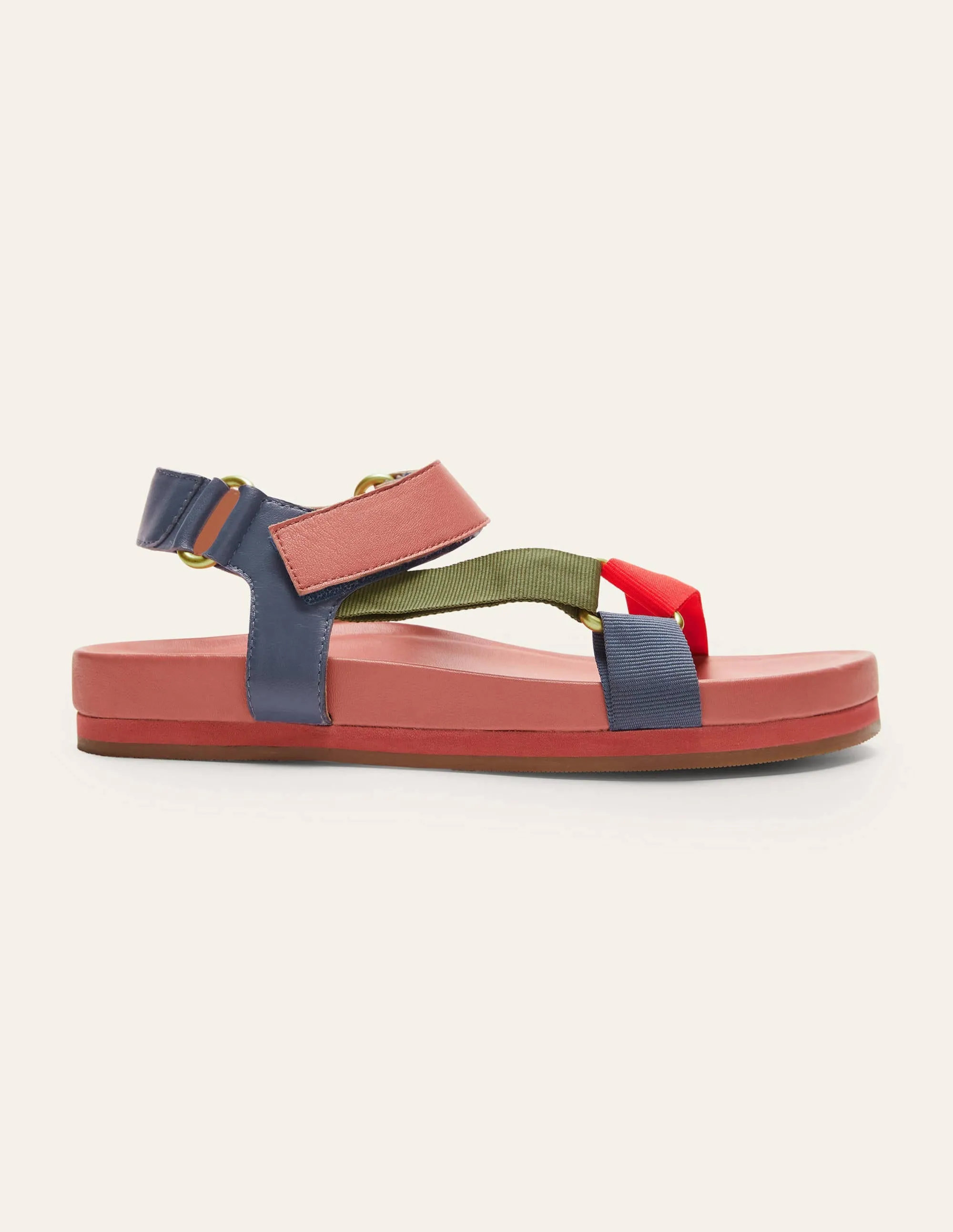 Colourblock Sandals-Burnt Coral Colourblock