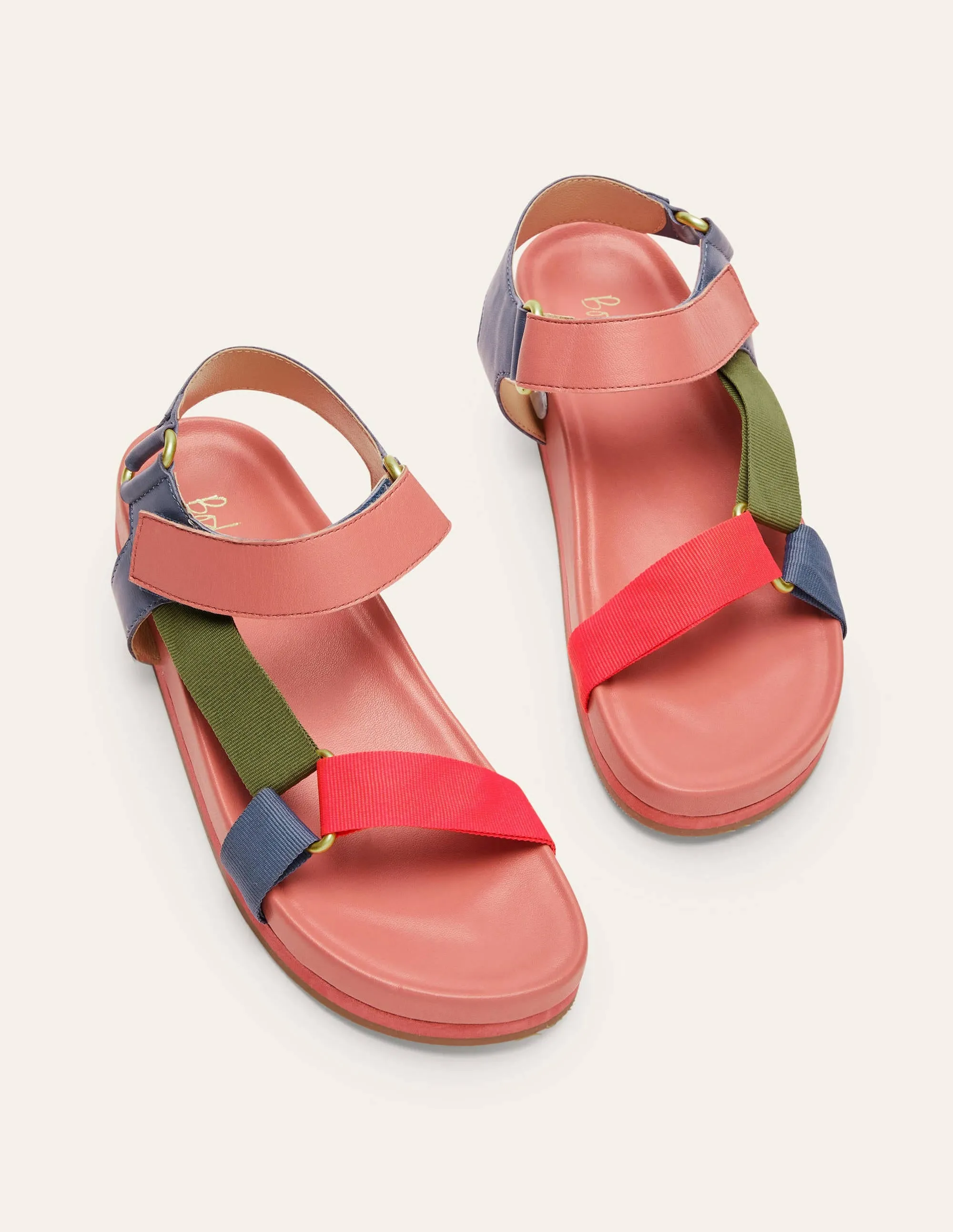 Colourblock Sandals-Burnt Coral Colourblock