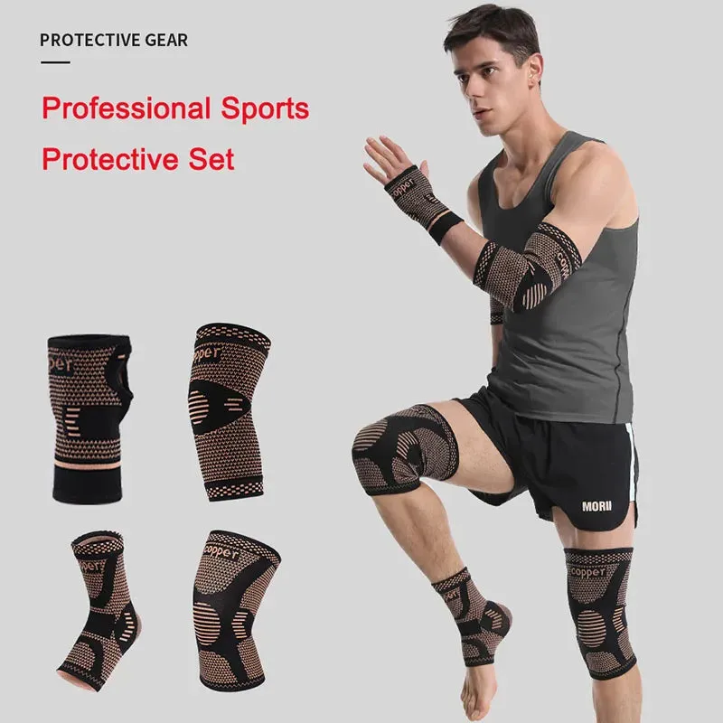 Copper Fiber Compression Sports Gear Set for Fitness & Recovery