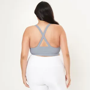 Cross Back Performance Bra Top - Dove Grey Rib Pattern