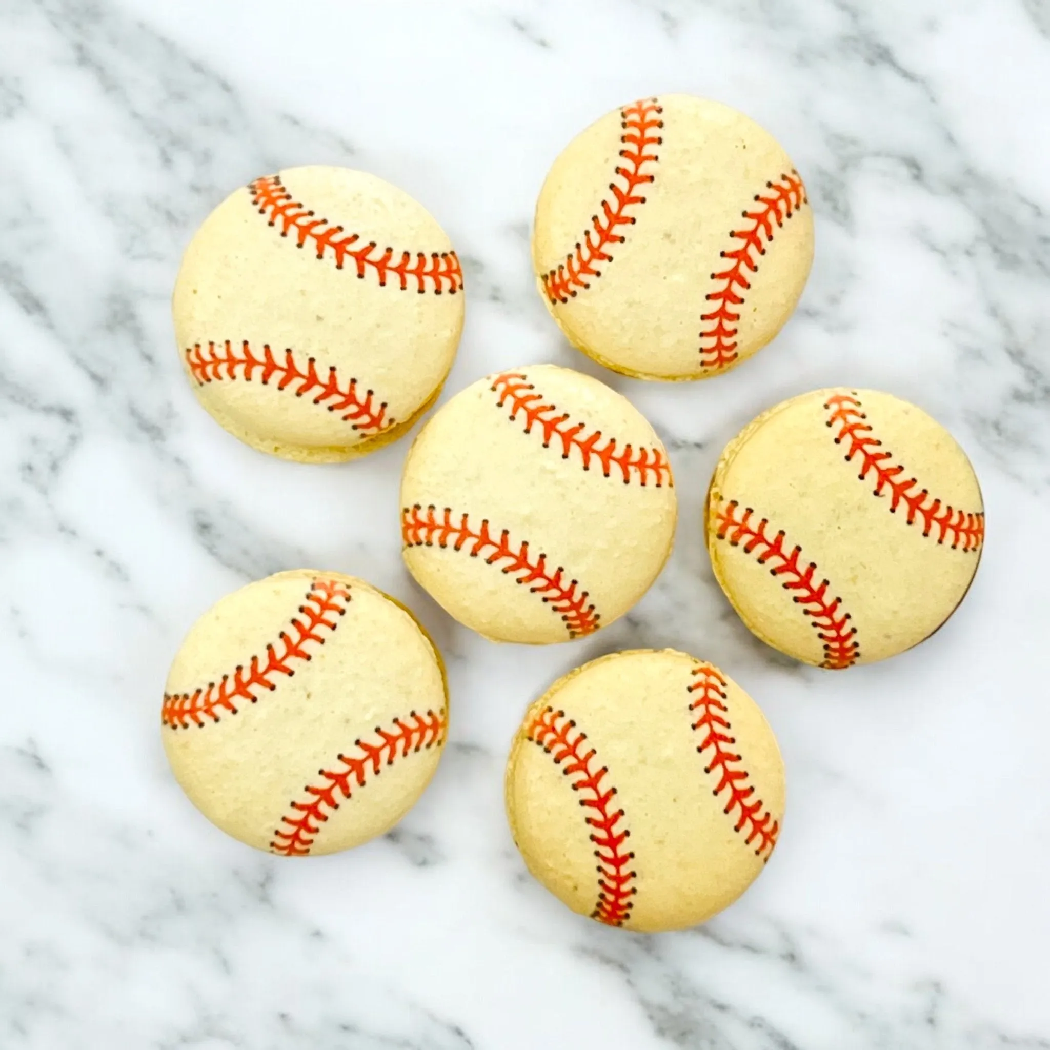 Customizable Baseball-Themed French Macarons – Choose Your Flavor!