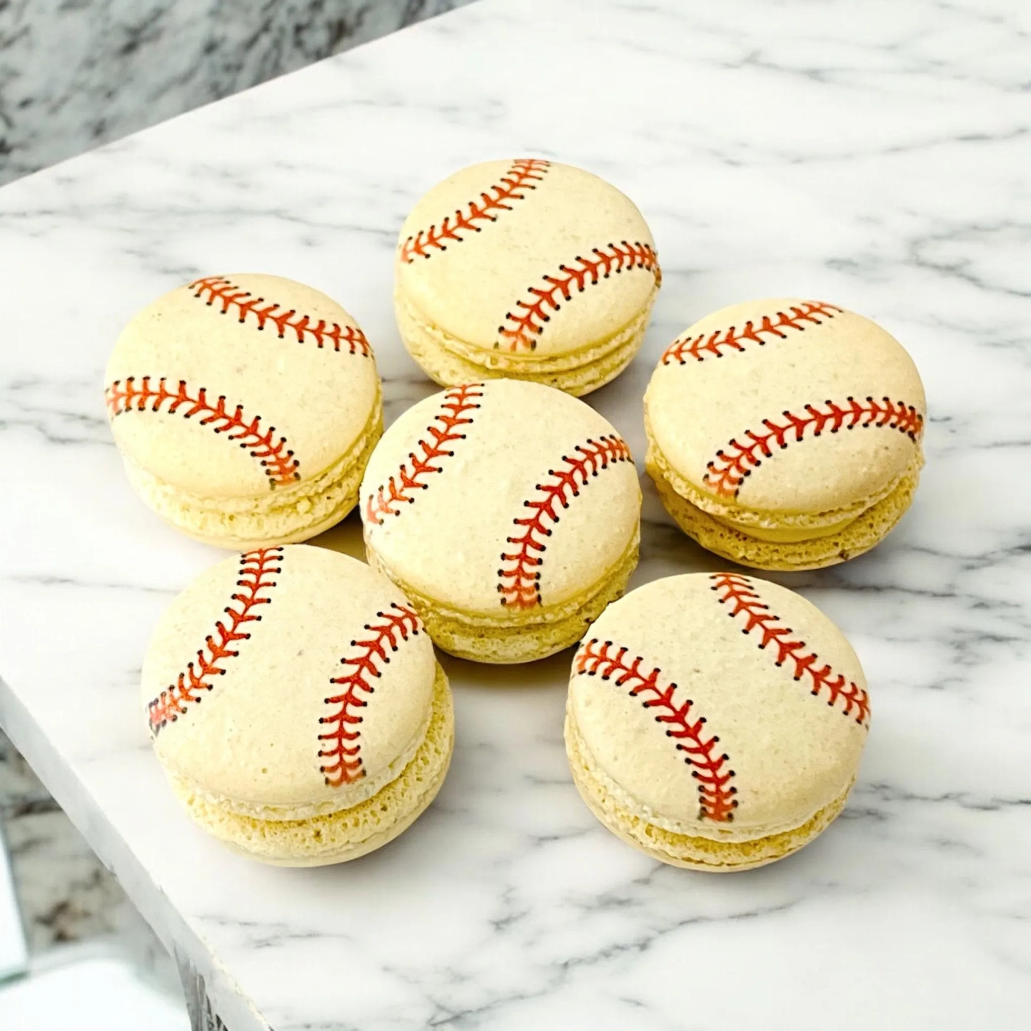 Customizable Baseball-Themed French Macarons – Choose Your Flavor!