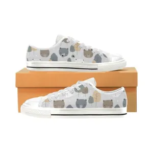 Cute Teddy Low Top Shoes, Animal Print Canvas Shoes, Print On Canvas Shoes