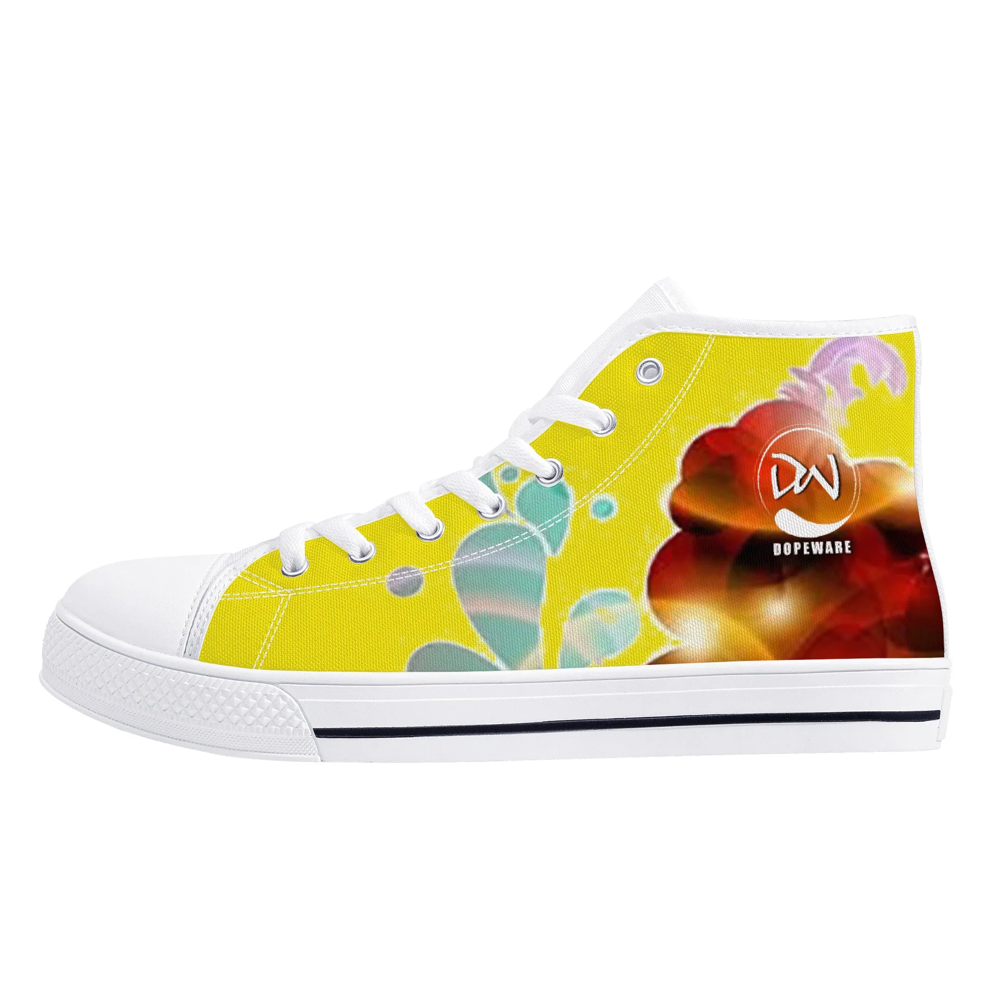 D25 High-Top Canvas Shoes - White  and flower design