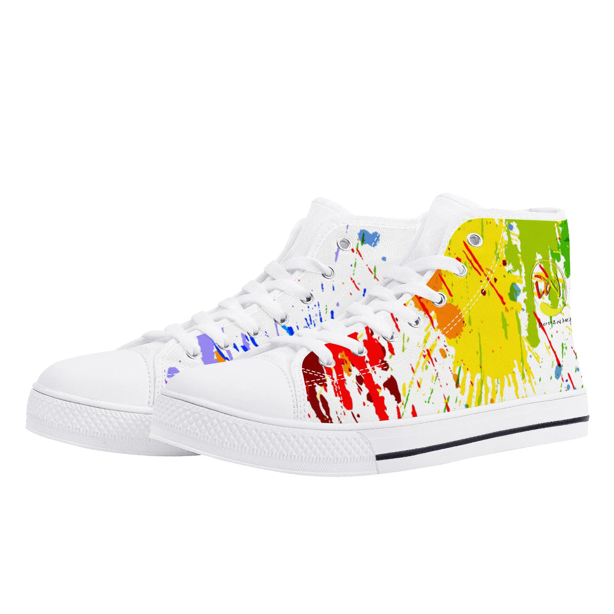 D25 High-Top Canvas Shoes - White Painted Colors