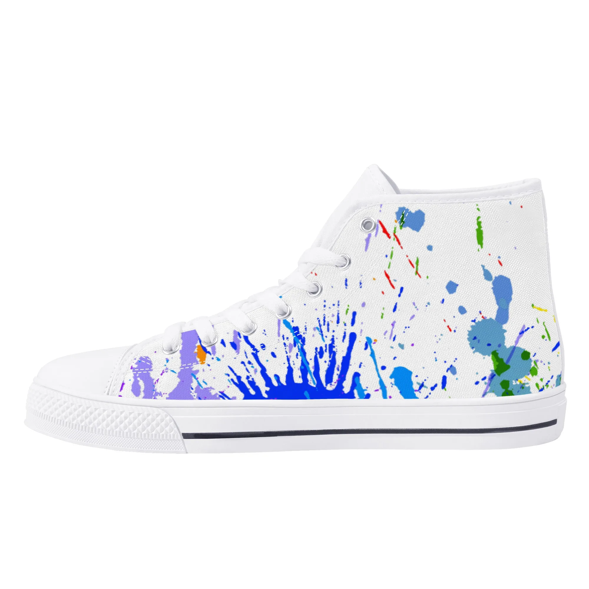 D25 High-Top Canvas Shoes - White Painted Colors