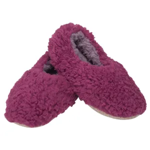 Deep Purple Two Tone Womens Plush Lined Cozy Non Slip Indoor Soft Slippers - Medium