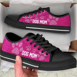 Dog Mom Paw Rose Pattern Low Top Shoes Canvas Sneakers Casual Shoes, Dog Printed Shoes, Canvas Shoes For Men, Women