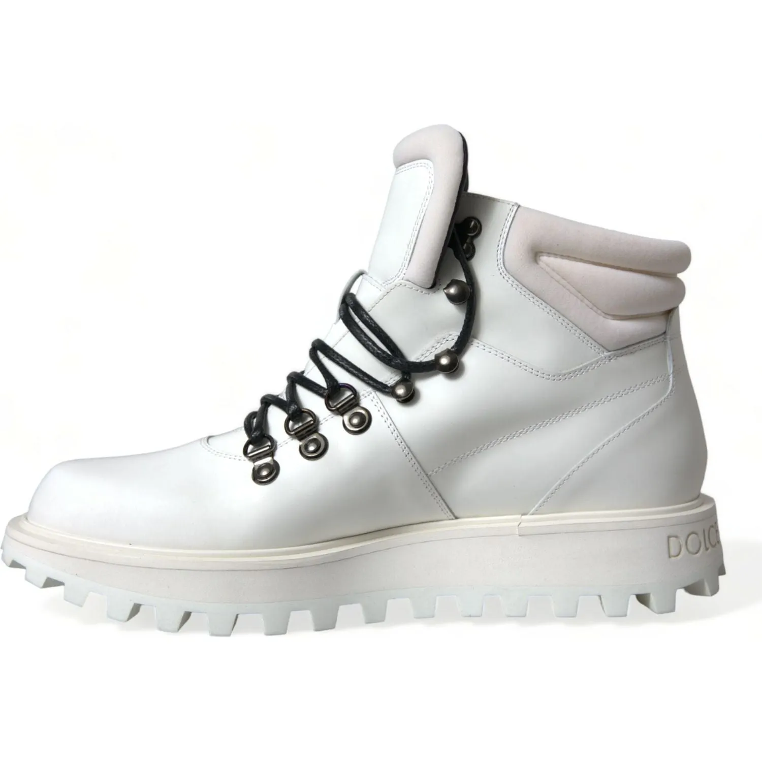 Dolce & Gabbana Elegant White Leather Ankle Boots