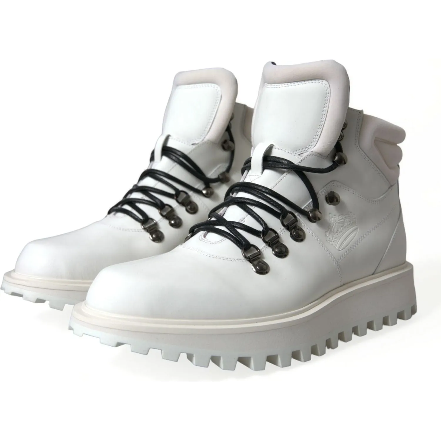 Dolce & Gabbana Elegant White Leather Ankle Boots