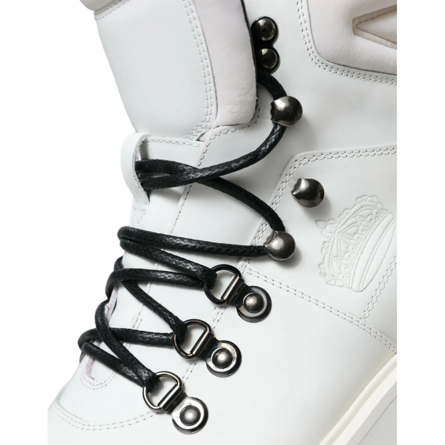 Dolce & Gabbana Elegant White Leather Ankle Boots